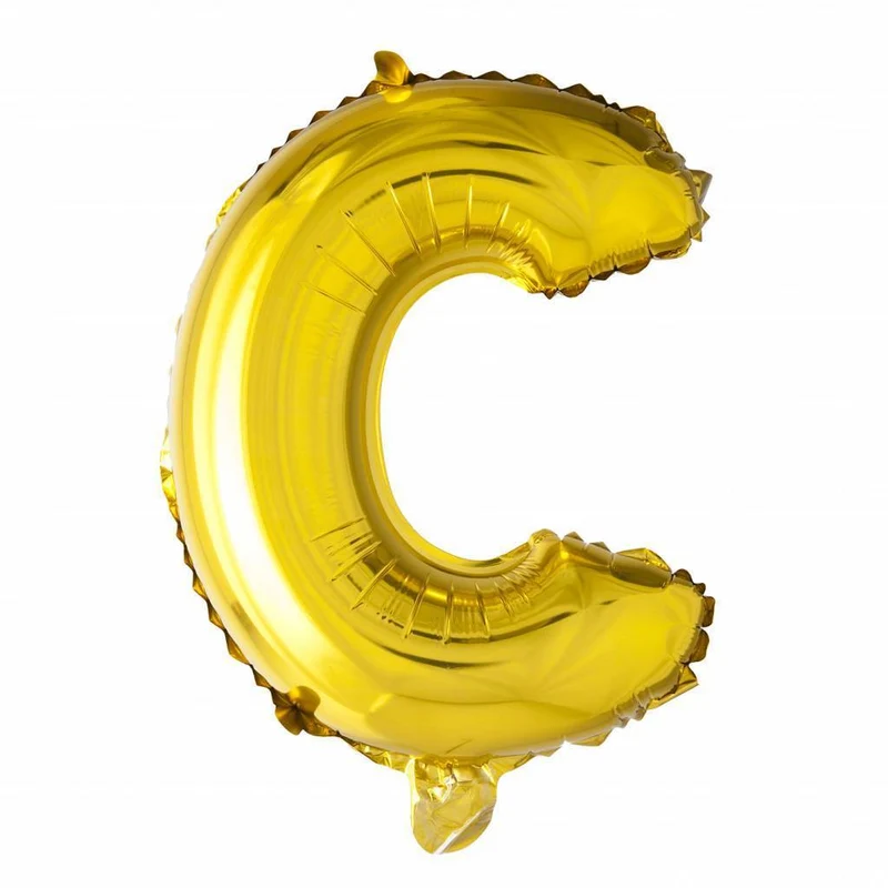 Folie Ballon Letter C Goud 41cm met Rietje