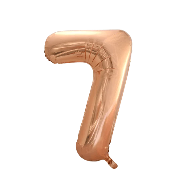 Folie Ballon Cijfer 7 Rose Goud XL 86cm leeg