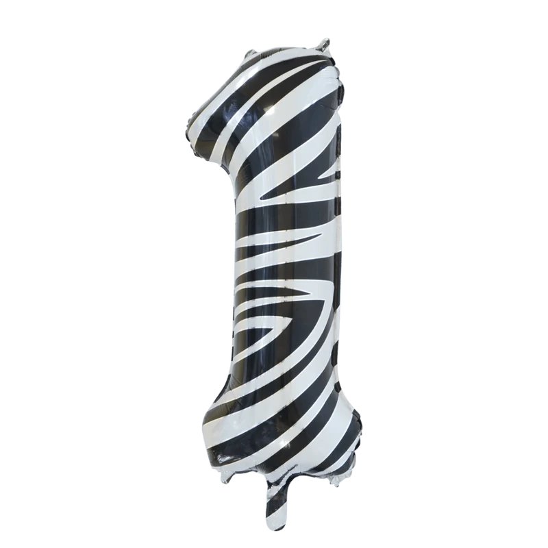 Folie Ballon Cijfer 1 Zebra XL 86cm leeg