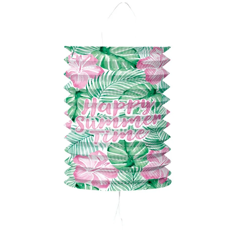 Groen Roze Lampion Cilinder Happy Summer Time 25cm
