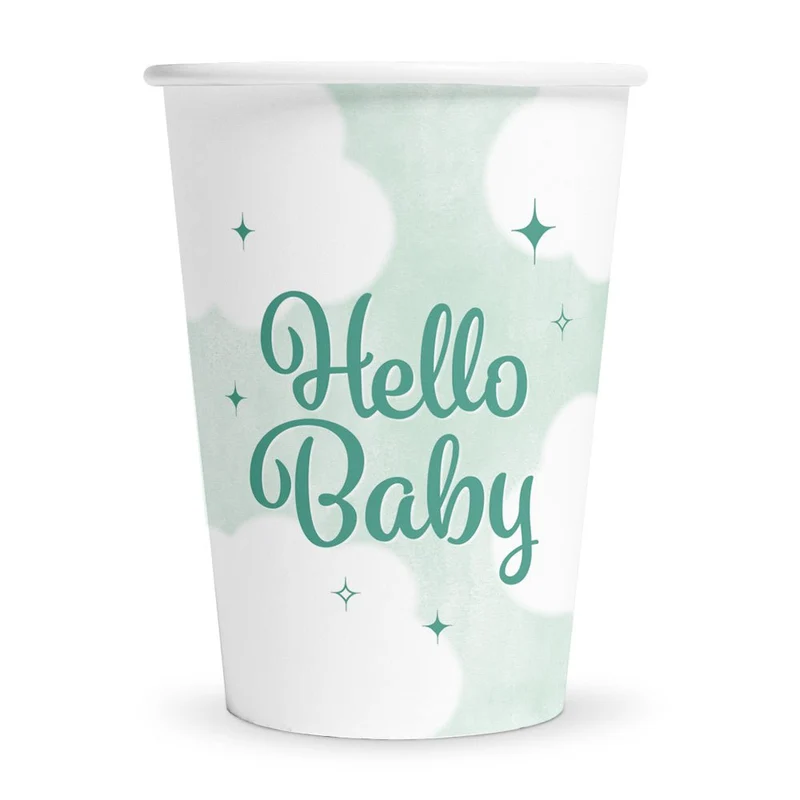 Turquoise Bekers Hello Baby 210ml 8st