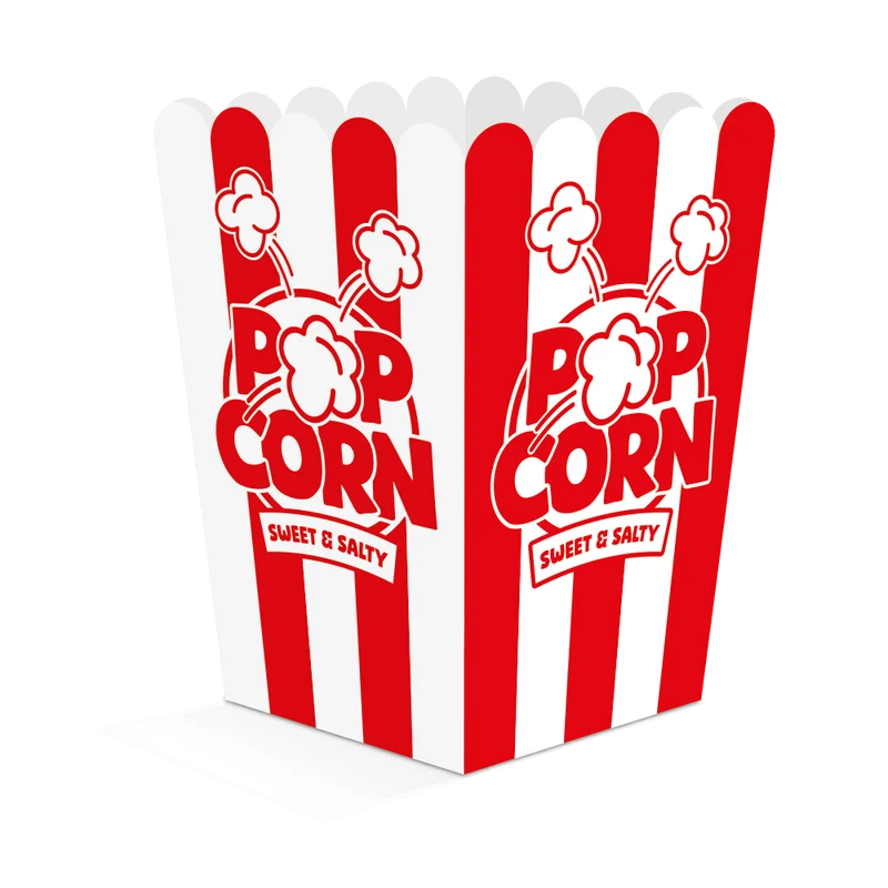 Rood Witte Popcorn Bakjes 18cm 8st