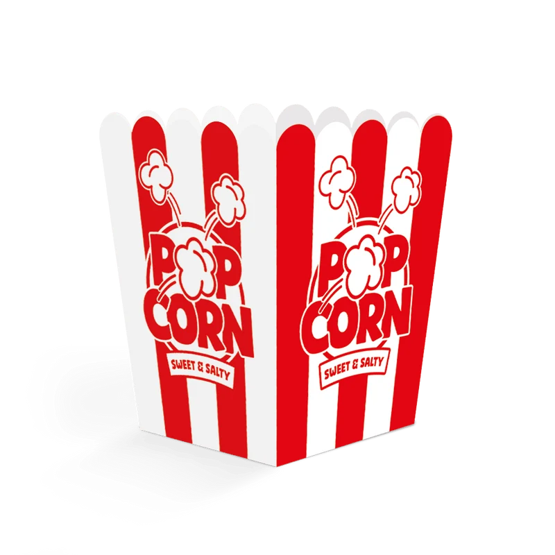 Rood Witte Popcorn Bakjes 10,5cm 8st