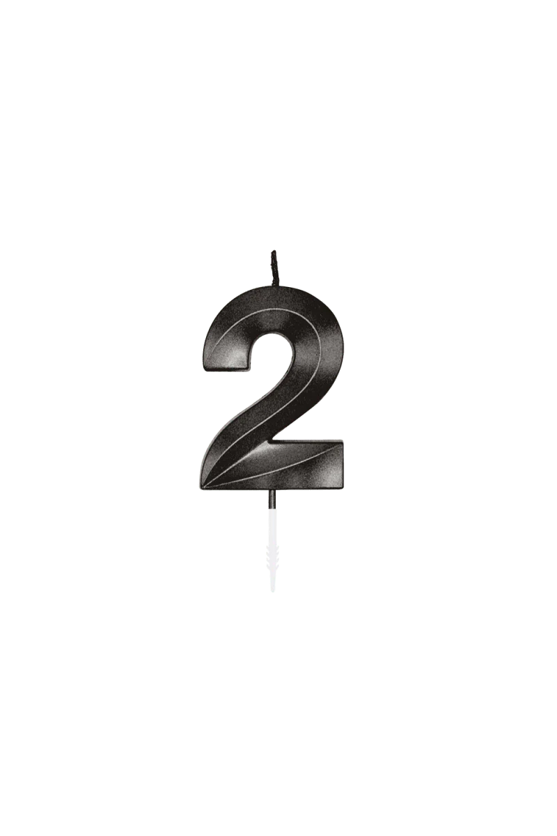 2 Jaar Kaars Zwart Metallic 6cm