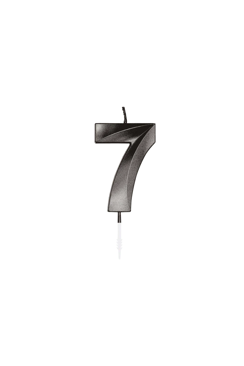 7 Jaar Kaars Zwart Metallic 6cm