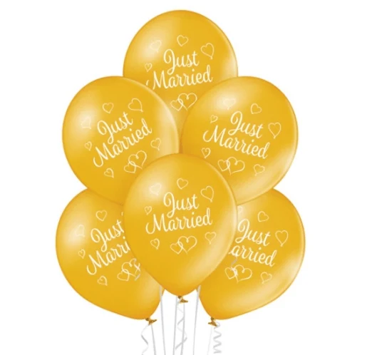 Just Married Ballonnen Goud 30cm 10st