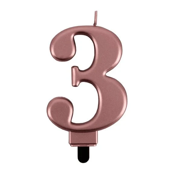 3 Jaar Kaars Rose Goud