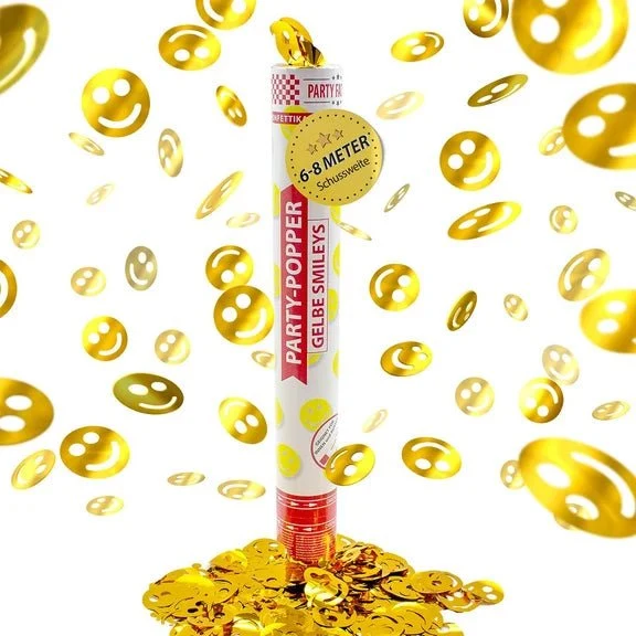 Smiley Confetti Kanon Goud 40cm