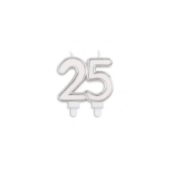 25 Jaar Kaars Zilveren Rand 7cm