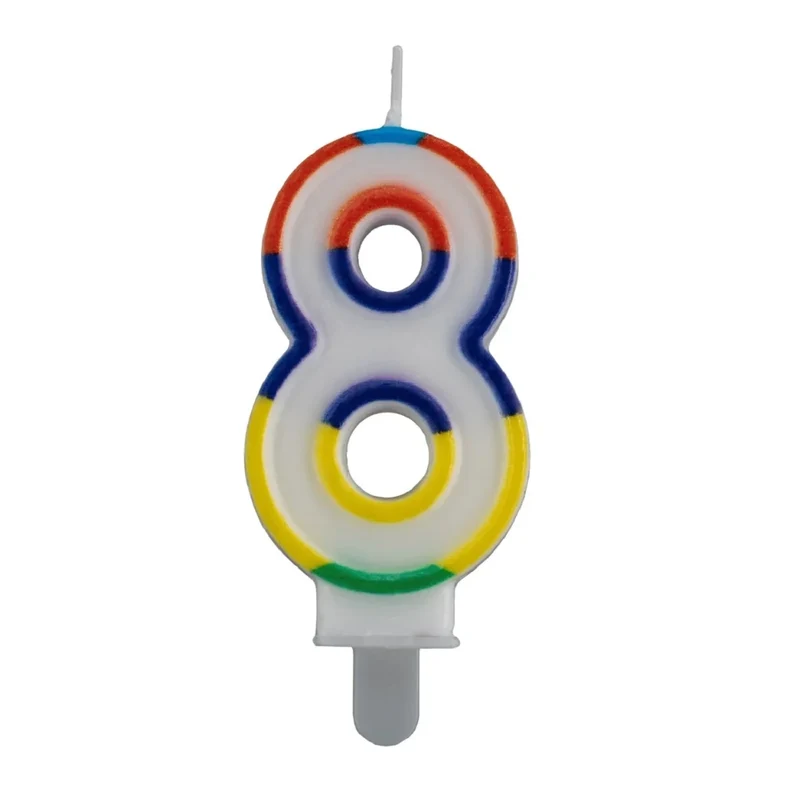 8 Jaar Kaars Gekleurde Rand 7cm