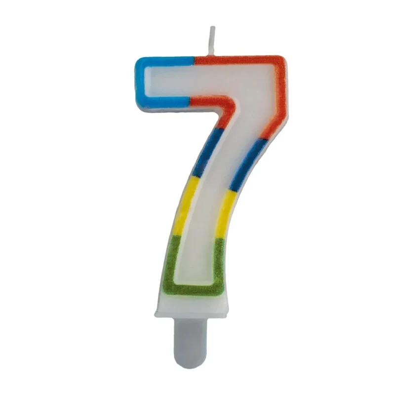 7 Jaar Kaars Gekleurde Rand 7cm