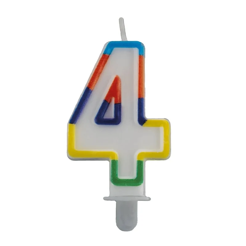 4 Jaar Kaars Gekleurde Rand 7cm