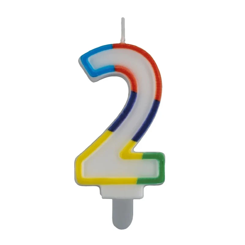 2 Jaar Kaars Gekleurde Rand 7cm