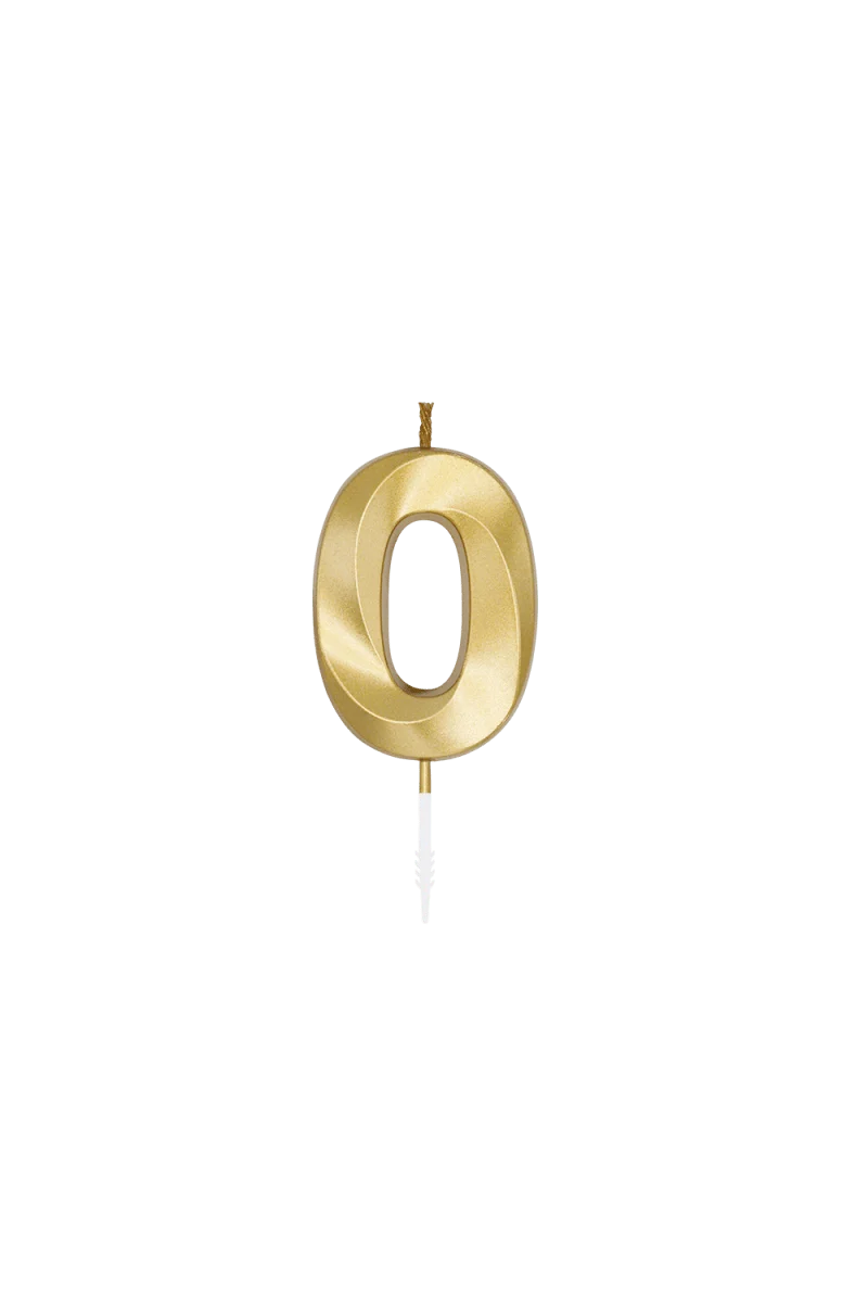 0 Jaar Kaars Goud Metallic 6cm