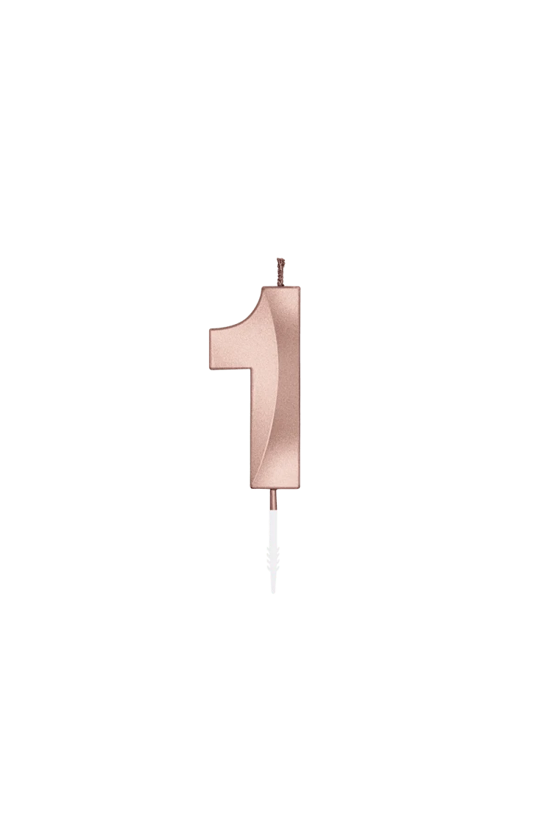 1 Jaar Kaars Rose Goud Metallic 6cm