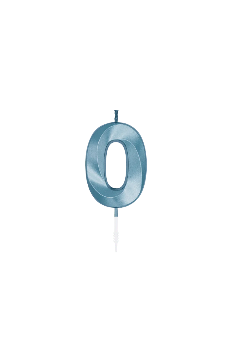 0 Jaar Kaars Blauw Metallic 6cm