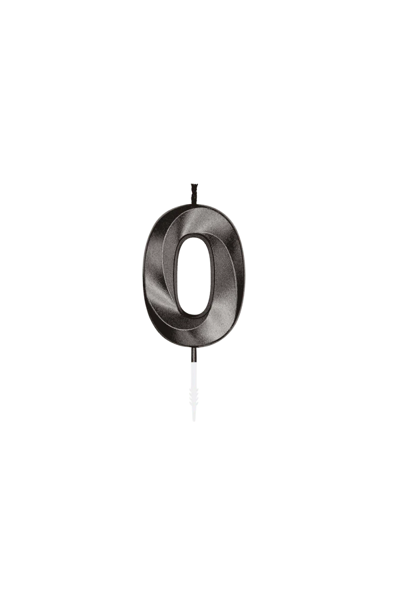 0 Jaar Kaars Zwart Metallic 6cm