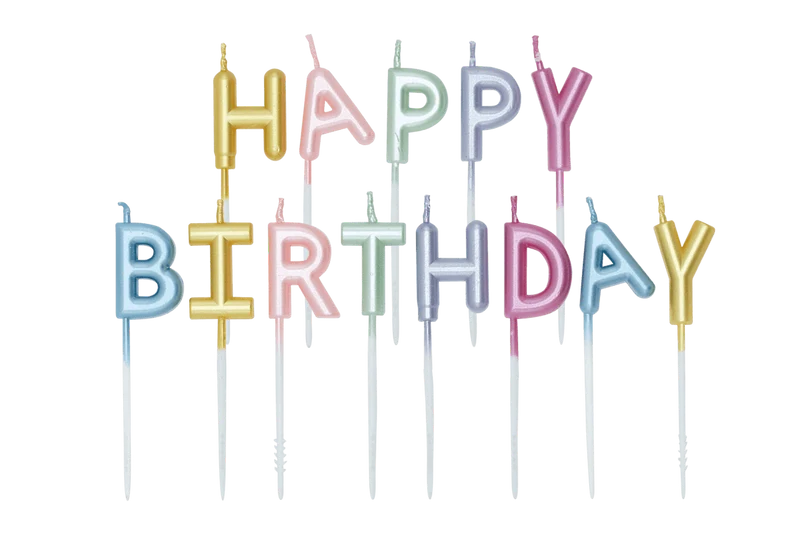 Gekleurde Kaarsen Happy Birthday Pastel