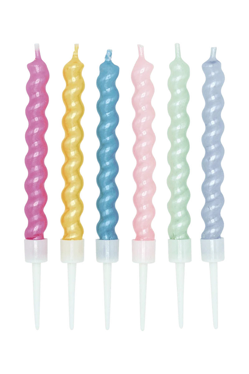 Gekleurde Kaarsen Spiraalvorm 8cm 6st