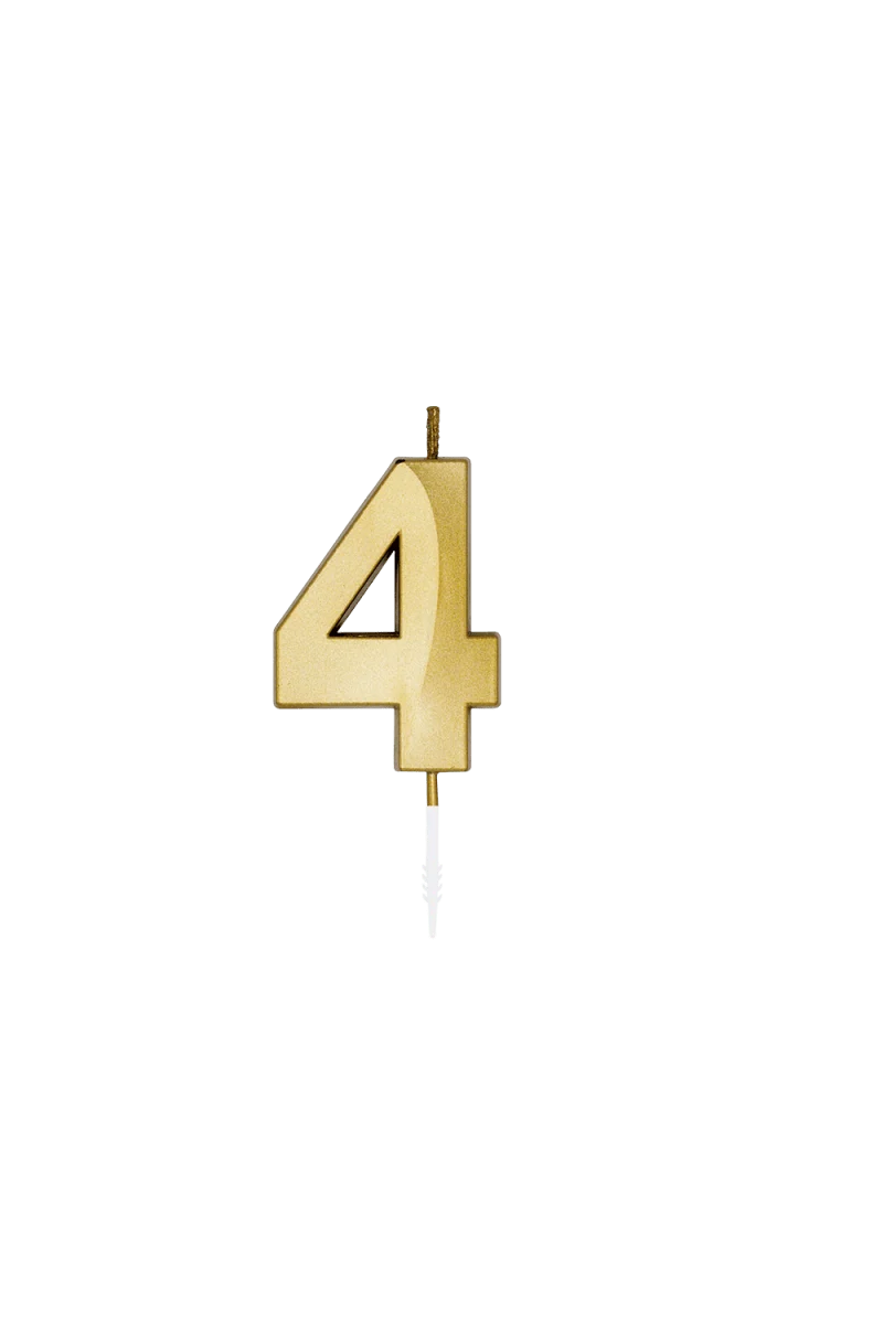 4 Jaar Kaars Goud Metallic 6cm