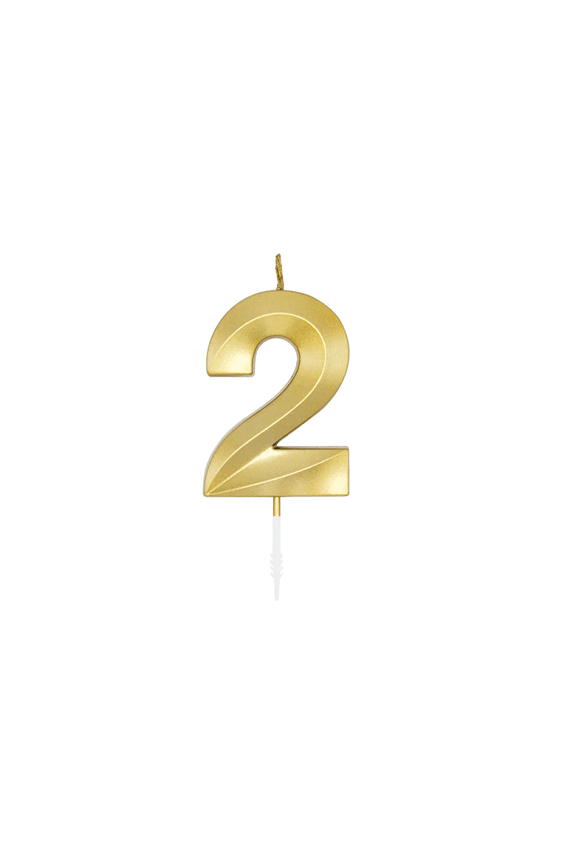 2 Jaar Kaars Goud Metallic 6cm