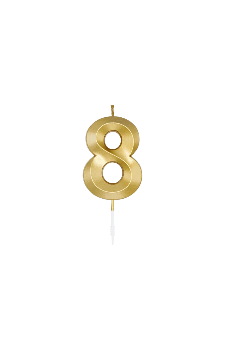 8 Jaar Kaars Goud Metallic 6cm