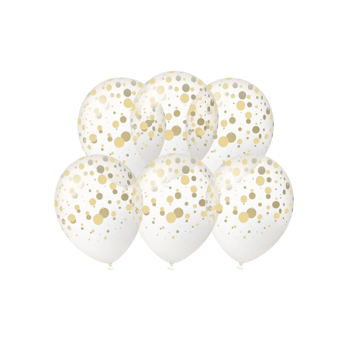 Gouden Ballonnen Stippen 30cm 6st