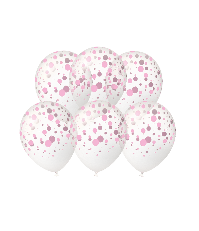 Lichtroze Ballonnen Stippen 30cm 6st