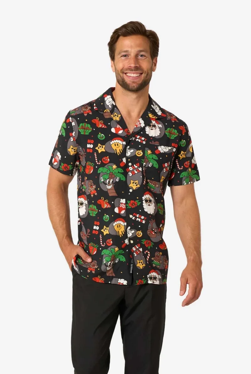 Kerst Hawaiian Blouse Merry Jinglejoy Heren