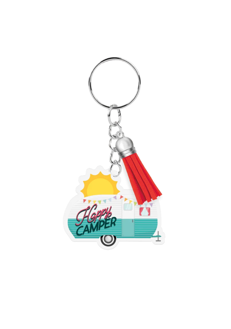 Acryl Sleutelhanger Happy camper