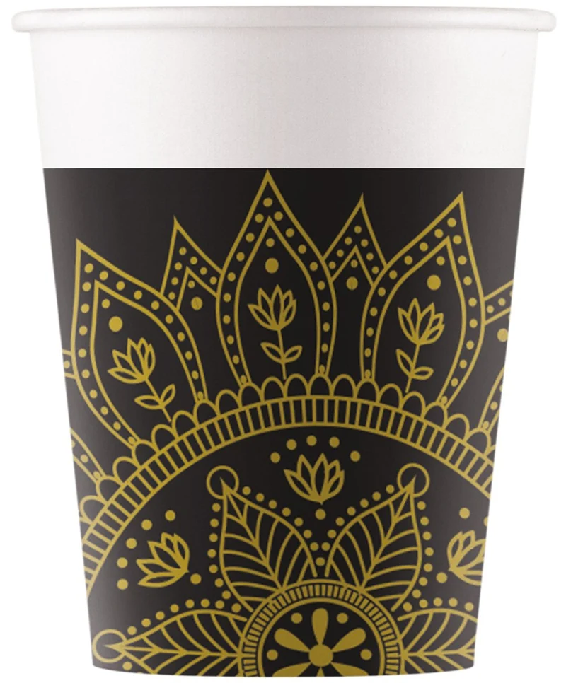 Zwart Gouden Beker Mandala 200ml 8st