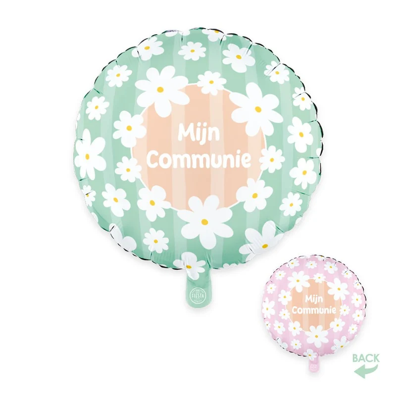 Helium Ballon Mijn Communie Madeliefjes Dubbelzijdig 45cm Leeg