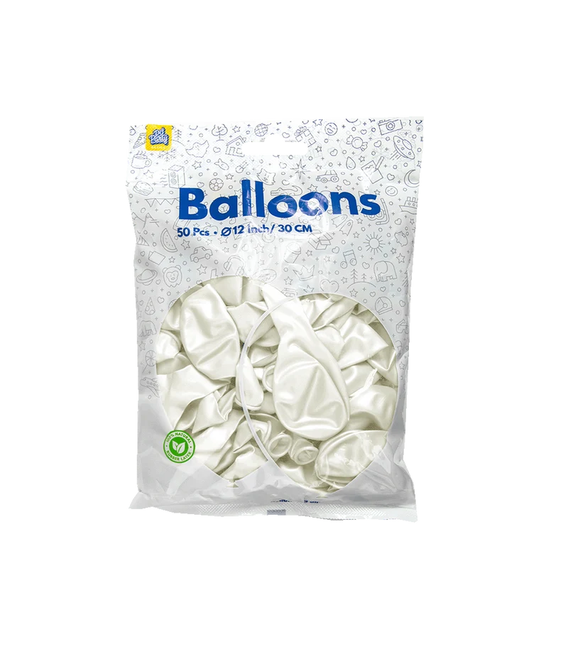 Witte Ballonnen Metallic 30cm 50st
