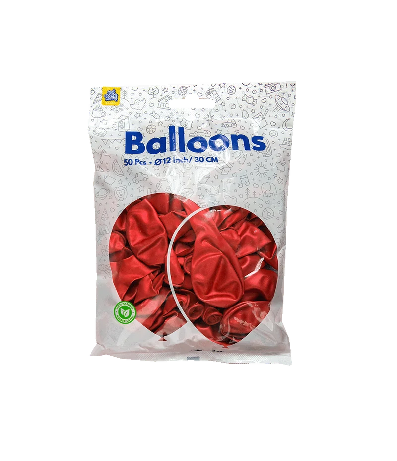 Rode Ballonnen Metallic 30cm 50st
