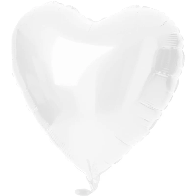 Hart Helium Ballon Wit Metallic Mat Leeg 45cm