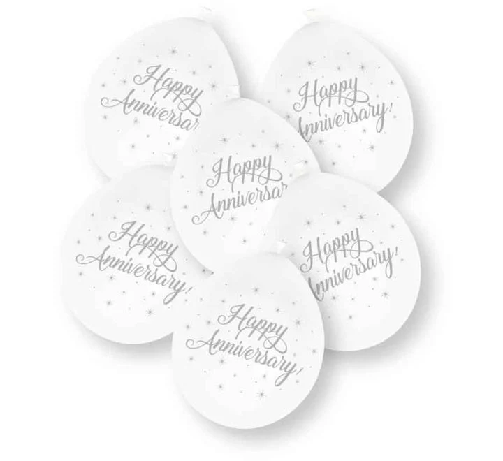 Happy Anniversary Ballonnen Wit 23cm 10st