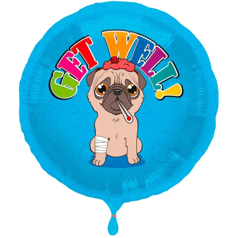 Gekleurde Helium Ballon Get Well! Leeg 45cm