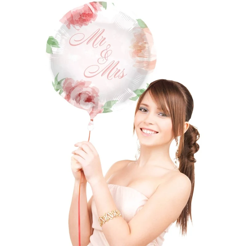 Mr And Mrs Helium Ballon Wit Roze Leeg 45cm