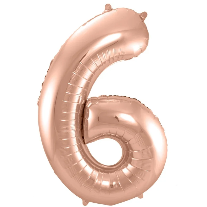 6 Jaar Cijfer Ballon Rose Goud Glans Leeg 86cm