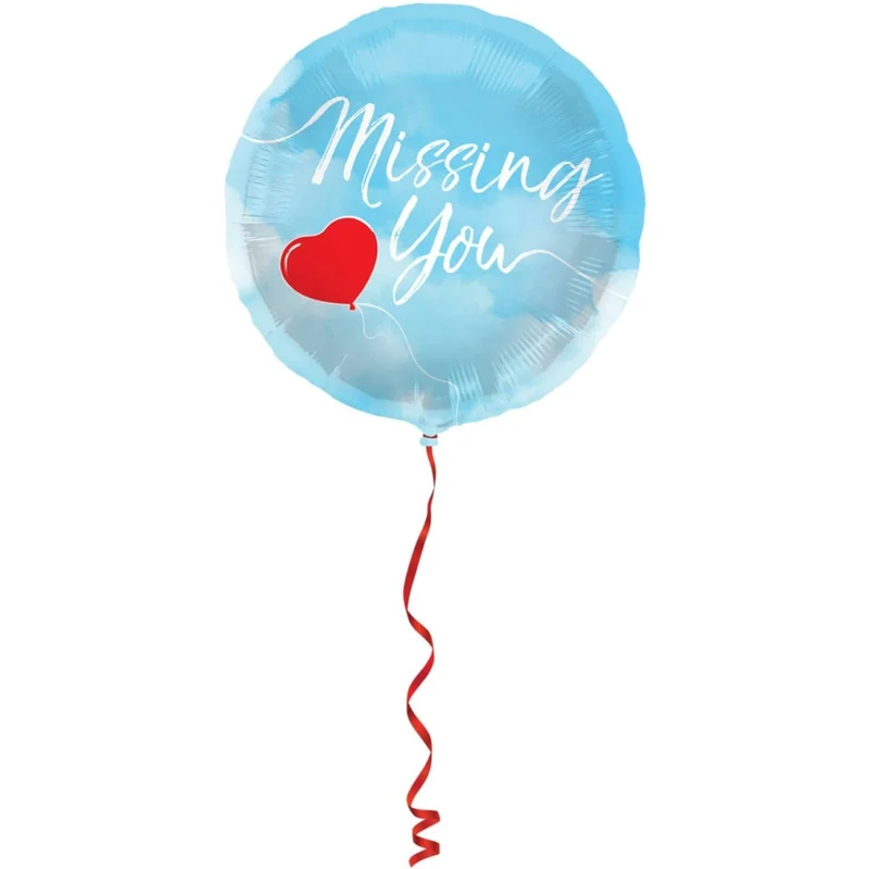 Missing You Folie Ballon Blauw Wit Leeg 45cm
