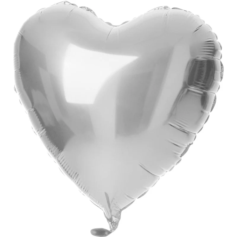 Hart Helium Ballon Zilver Glans Leeg 45cm