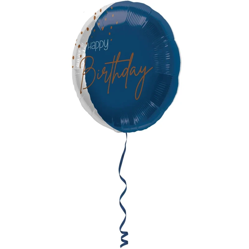 Happy Birthday Helium Ballon Donkerblauw Elegant True Blue Leeg 45cm