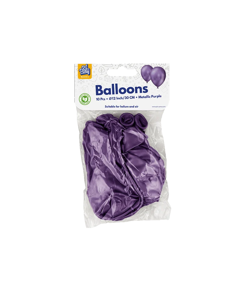 Paarse Ballonnen Metallic 30cm 10st