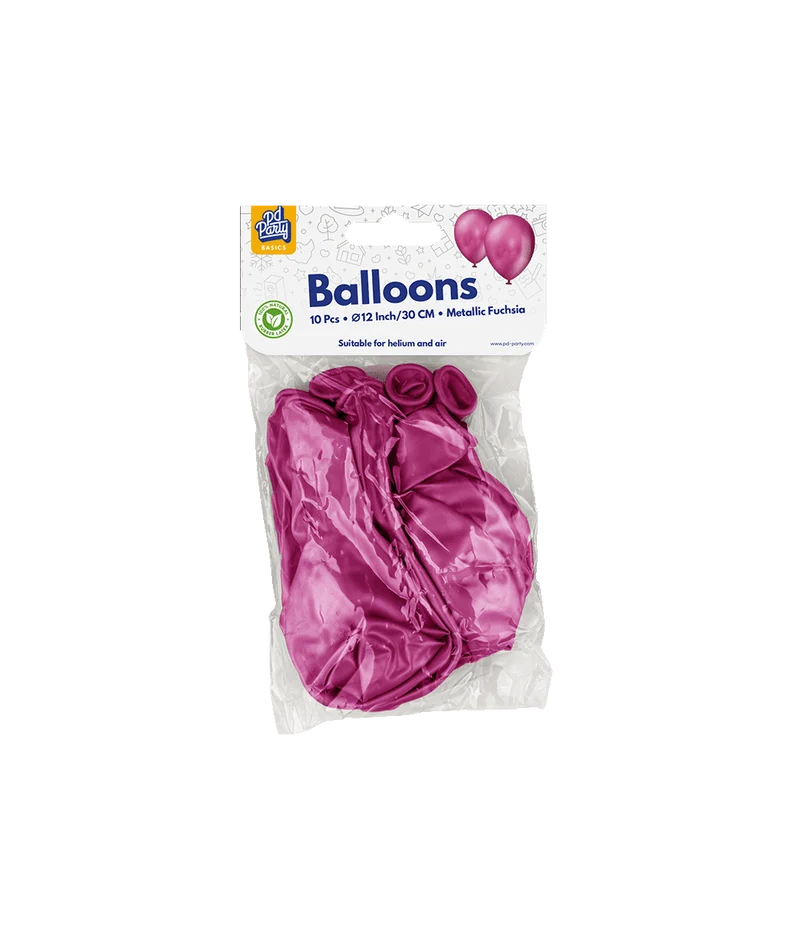 Fuchsia Ballonnen Metallic 30cm 10st