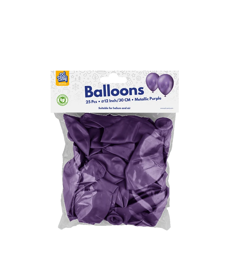 Paarse Ballonnen Metallic 30cm 25st