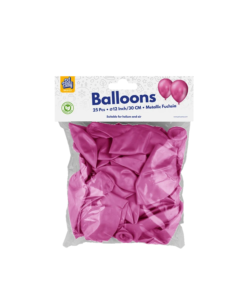 Fuchsia Ballonnen Metallic 30cm 25st