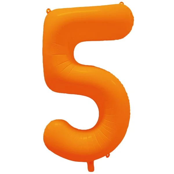 5 Jaar Cijfer Ballon Neon Oranje Leeg 86cm
