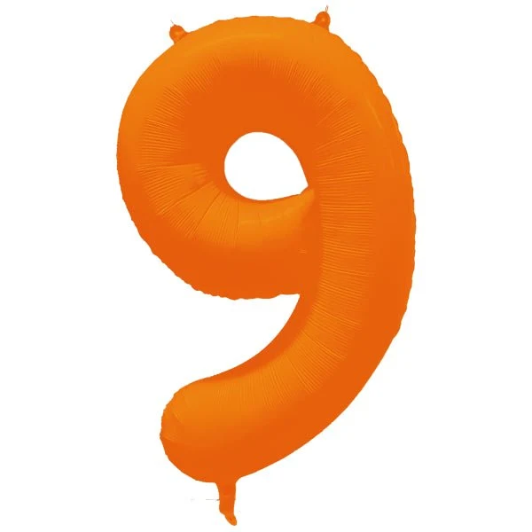 9 Jaar Cijfer Ballon Neon Oranje Leeg 86cm