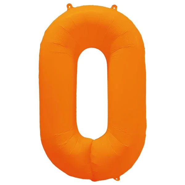 0 Jaar Cijfer Ballon Neon Oranje Leeg 86cm