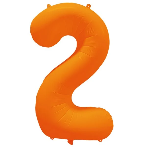 2 Jaar Cijfer Ballon Neon Oranje Leeg 86cm